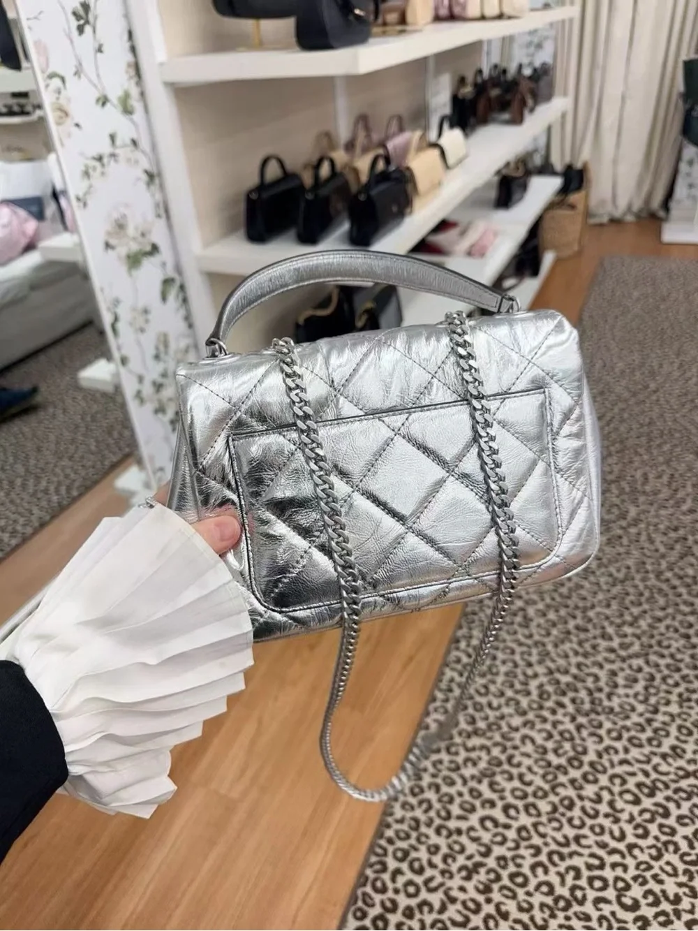 Tory Burch Willa Small Convertible Shoulder Bag Metallic Silver NWT